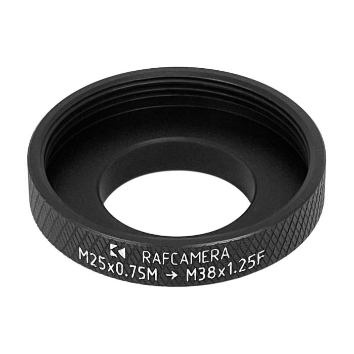 M25x0.75 male to M38x1.25 female thread adapter for Nikon AZ objectives