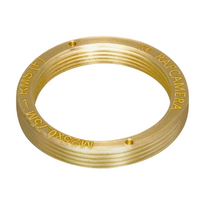 M25x0.75 male to RMS female thread microscope adapter, flangeless, bronze