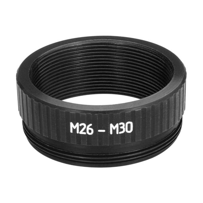 M26x0.7 (36tpi, Mitutoyo) female to M30x0.75 male thread adapter, black