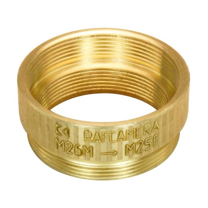 M26x0.75 male to M25x0.75 female thread adapter, bronze