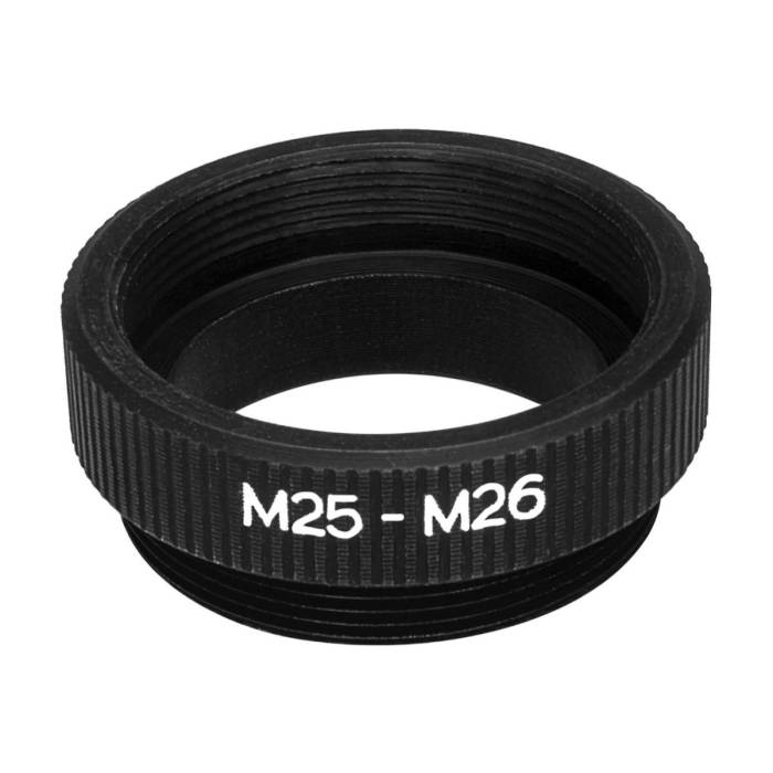 M26x0.75 male to M25x0.75 female thread adapter, black