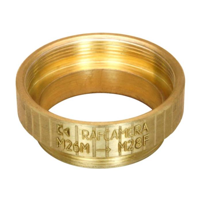 M26x0.75 male to M28x0.75 female thread adapter, bronze