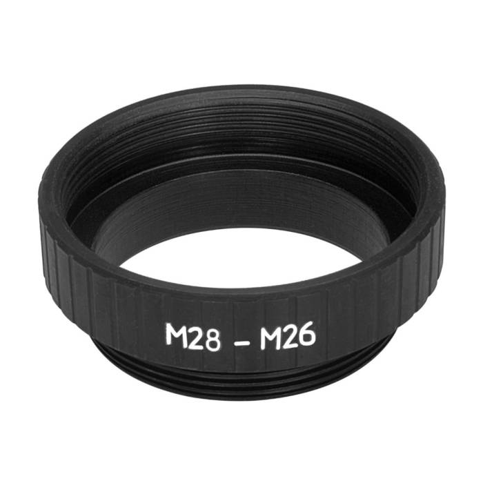 M26x0.75 male to M28x0.75 female thread adapter, black