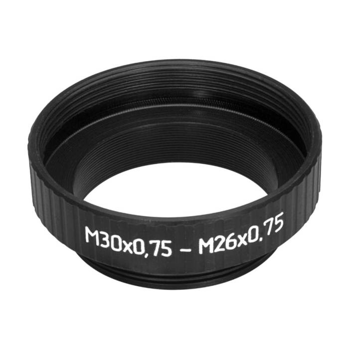 M26x0.75 male to M30x0.75 female thread adapter, black