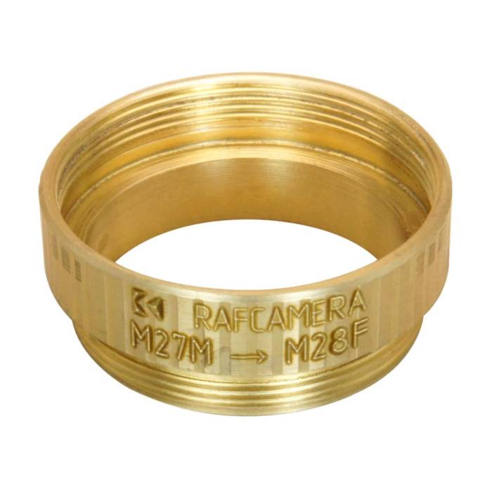 M27x0.75 male to M28x0.75 female thread adapter, bronze