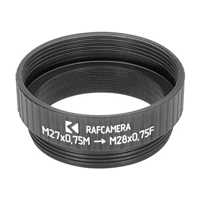 M27x0.75 male to M28x0.75 female thread adapter, black