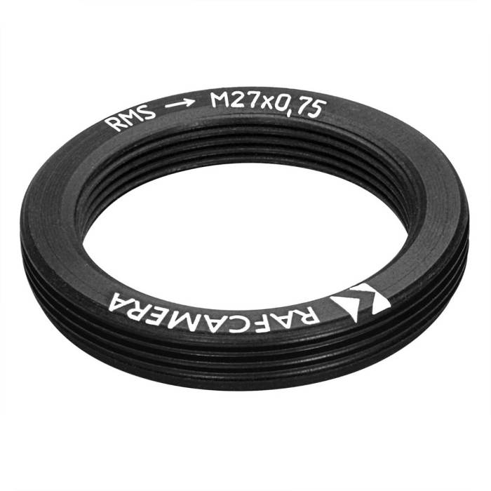 M27x0.75 male to RMS female thread adapter, flangeless, black