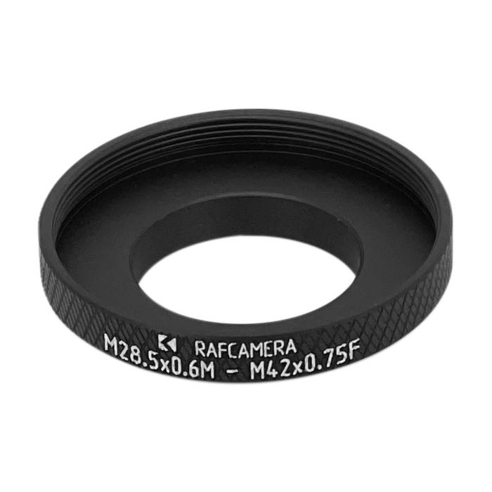 M28.5x0.6 male to M42x0.75 female thread adapter