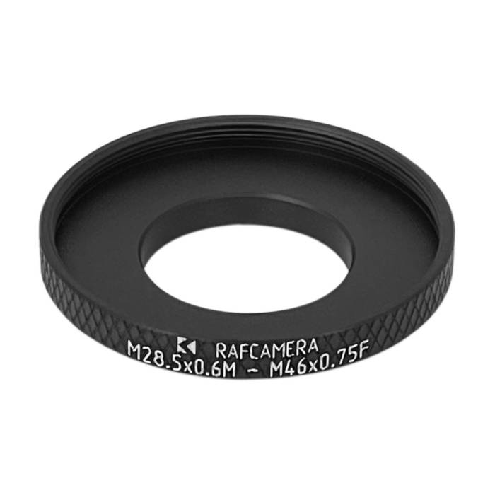 M28.5x0.6 male to M46x0.75 female thread adapter