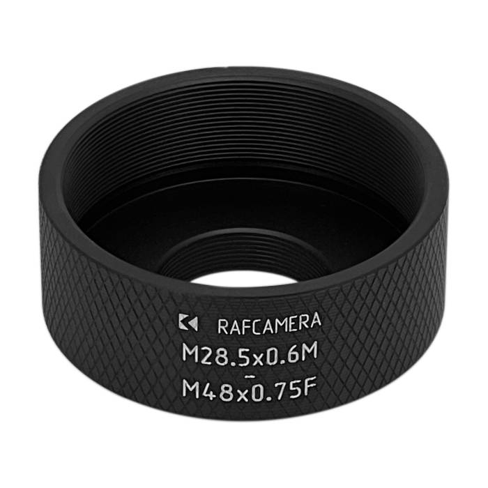M48x0.75 female to M28.5x0.6 male thread adapter