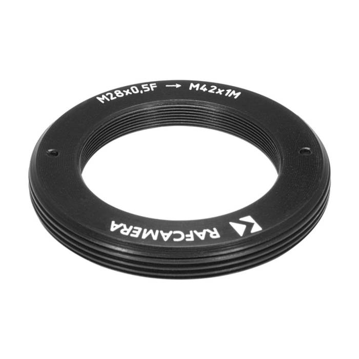 M28x0.5 female to M42x1 male thread adapter, flangeless