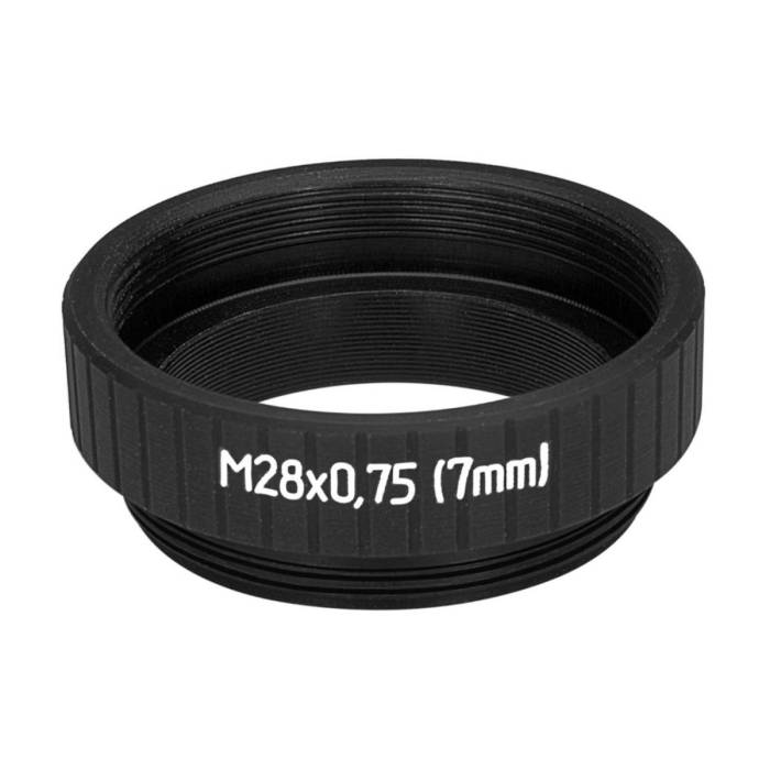 7mm extender for M28x0.75 microscope objectives, black