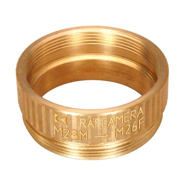 M28x0.75 male to M26x0.75 (0.7) female thread adapter, bronze