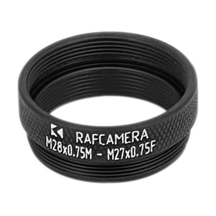 M28x0.75 male to M27x0.75 female thread adapter, black