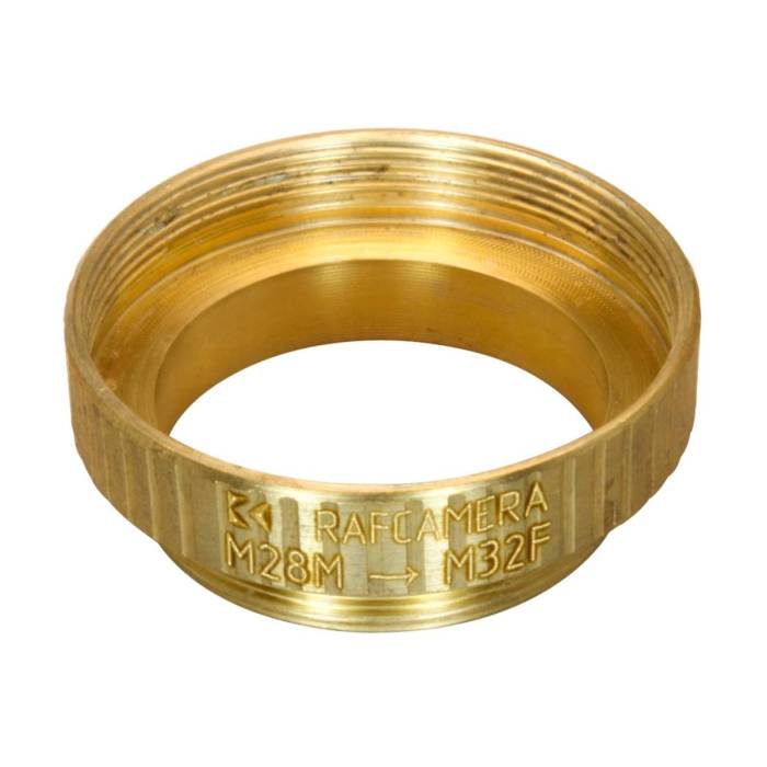 M28x0.75 male to M32x0.75 female thread adapter, bronze