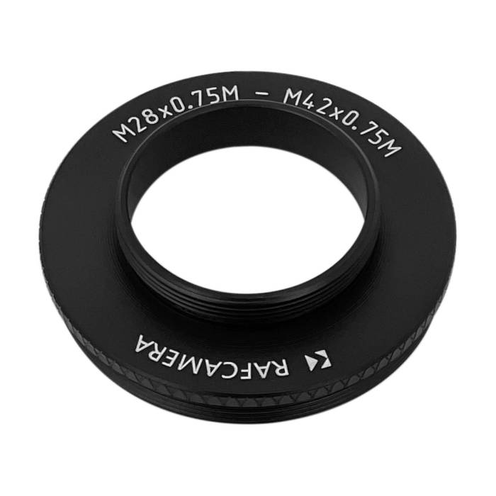 M28x0.75 male to M42x0.75 (T2) male thread adapter