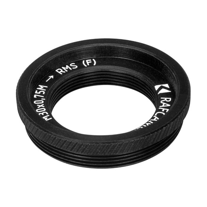 M30x0.75 male to RMS female thread adapter, black