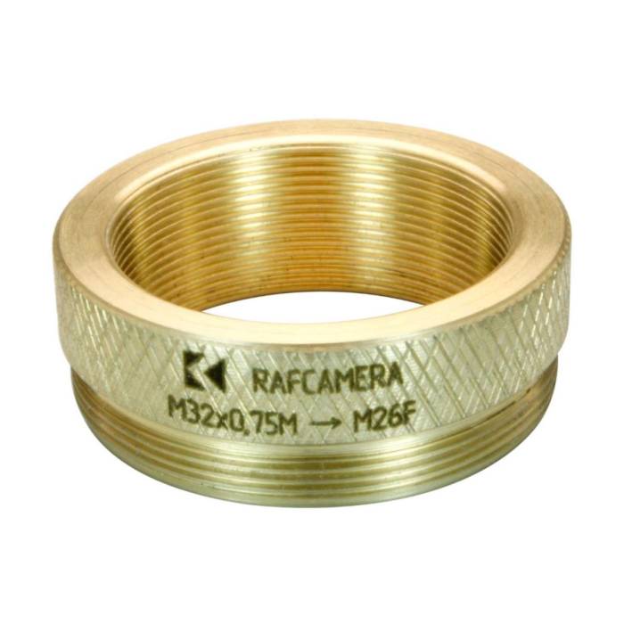 M32x0.75 male to M26x0.75 (0.7) female thread adapter, bronze