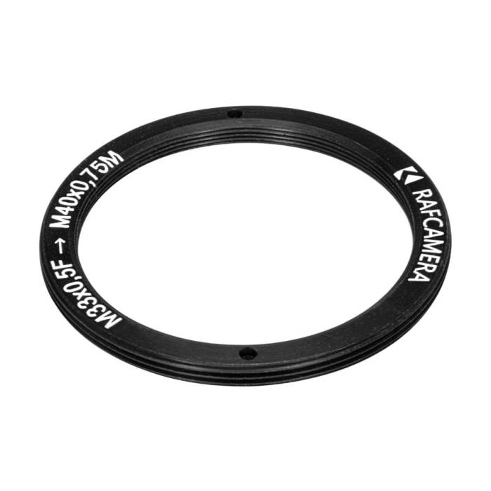 M33x0.5 female to M40x0.75 male thread adapter, flangeless