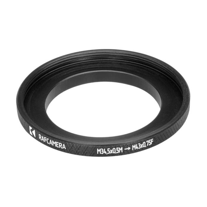M34.5x0.5 male to M43x0.75 female thread adapter (step-up ring) for El-Nikkors