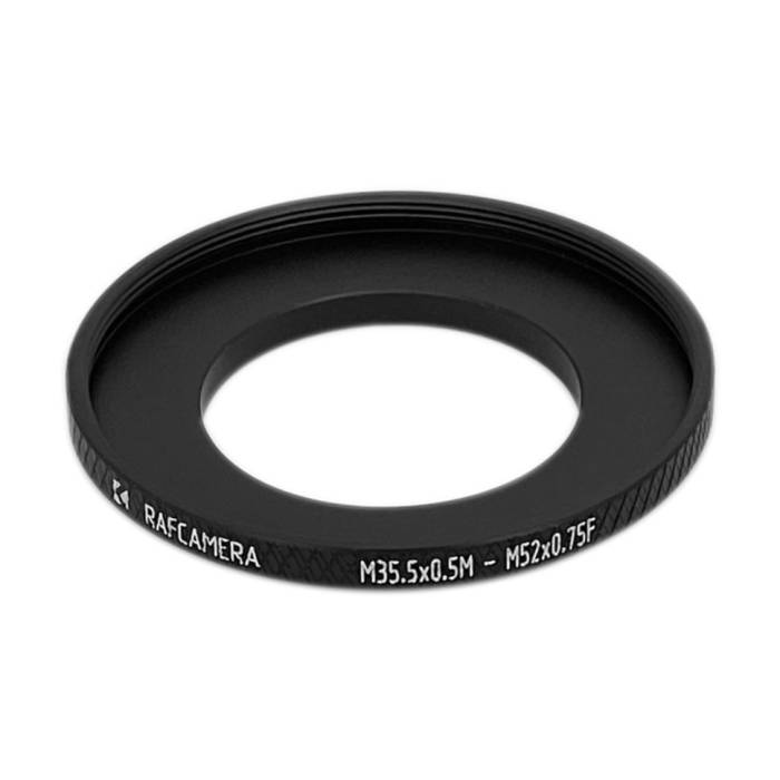 M35.5x0.5 male to M52x0.75 female thread adapter (35.5mm to 52mm step-up ring)