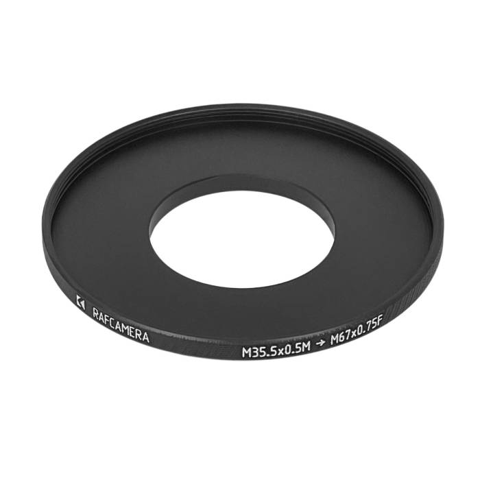 M35.5x0.5 male to M67x0.75 female thread adapter (35.5mm to 67mm step-up ring)