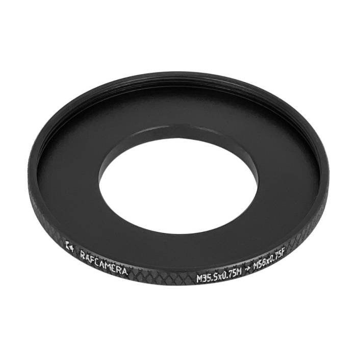 M35.5x0.75 male to M58x0.75 female thread adapter (35.5mm to 58mm step-up ring)