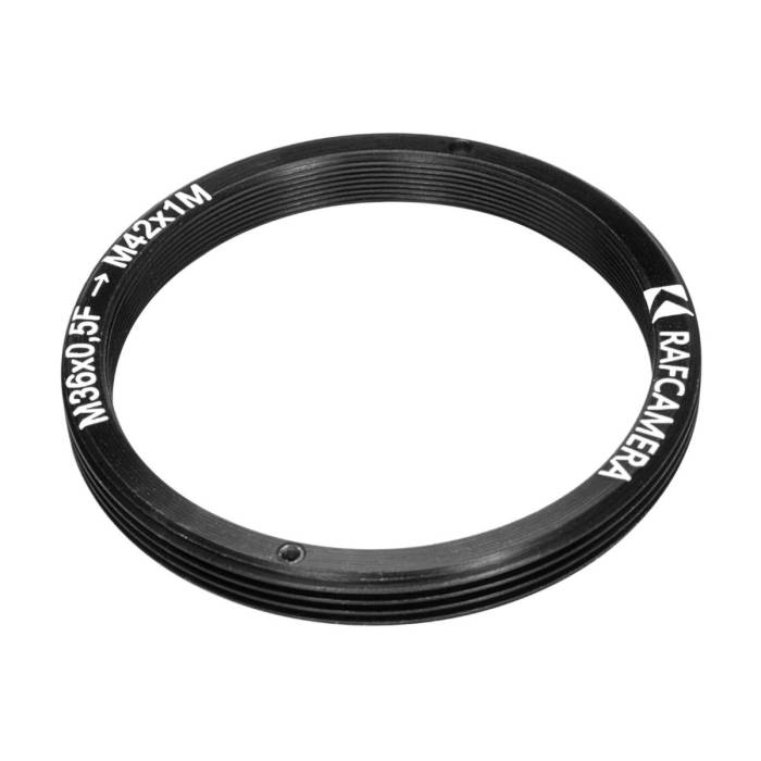 M36x0.5 female to M42x1 male thread adapter, flangeless