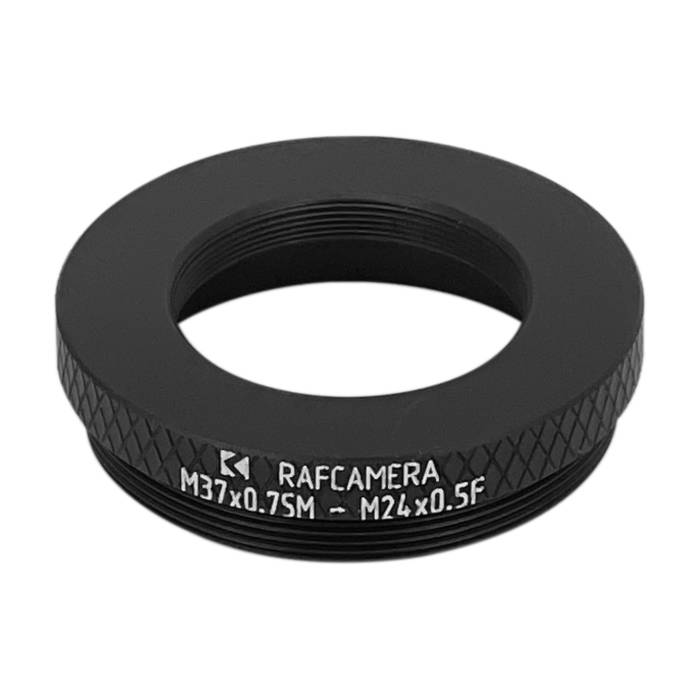 M37x0.75 male to M24x0.5 female thread adapter (37mm to 24mm step-down ring)
