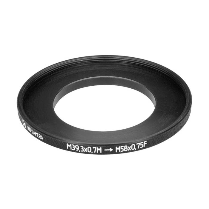M39.3x0.7 male to M58x0.75 female thread adapter (39.3mm to 58mm step-up ring)