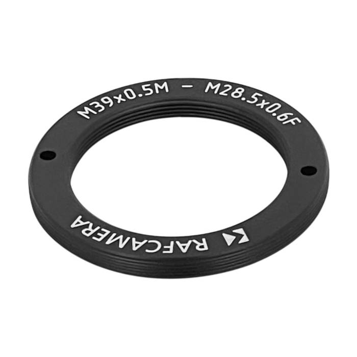 M39x0.5 male to M28.5x0.6 female thread adapter, flangeless