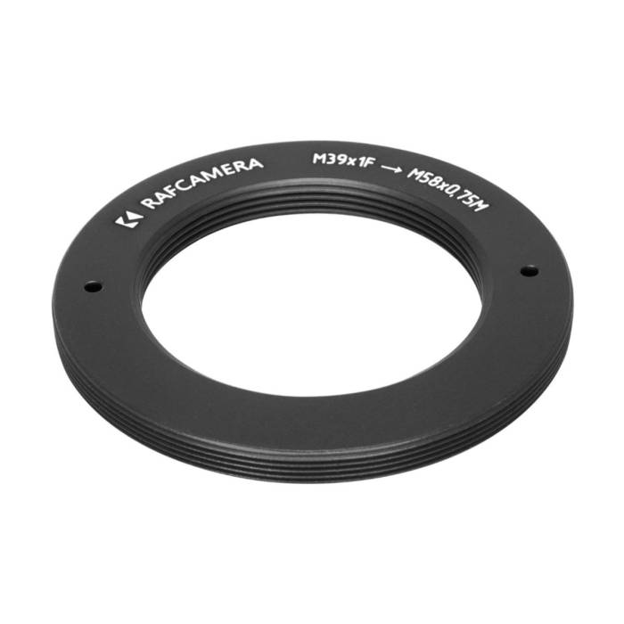 M39x1 female to M58x0.75 male thread adapter, flangeless