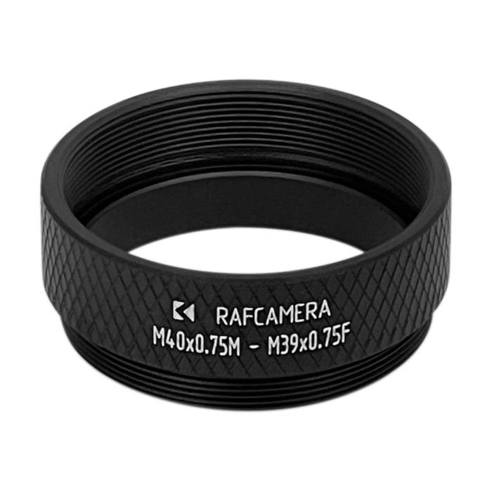 M39x0.75 female to M40x0.75 male thread adapter, 10mm depth