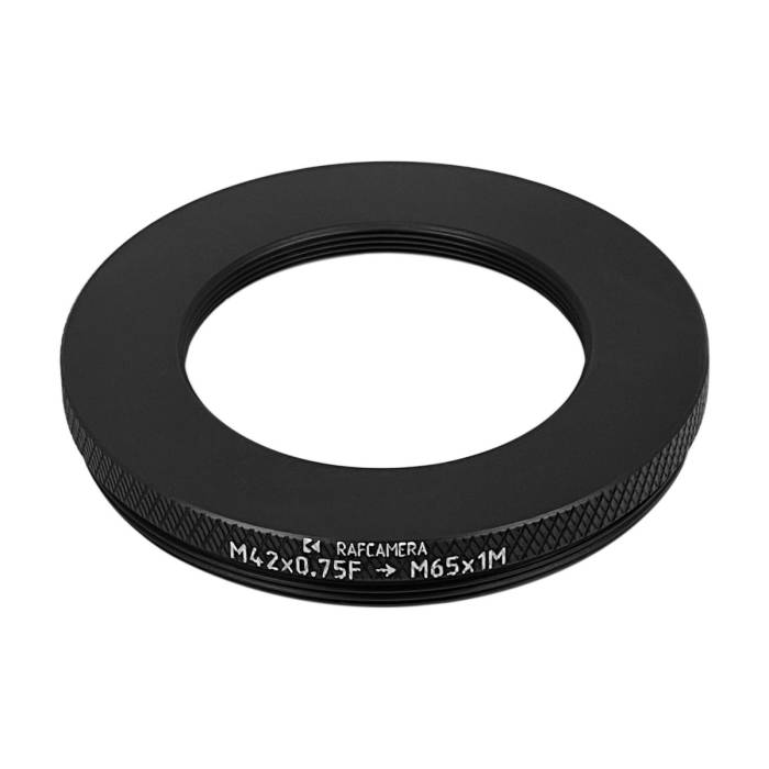 M42x0.75 (T2) female to M65x1 male thread adapter