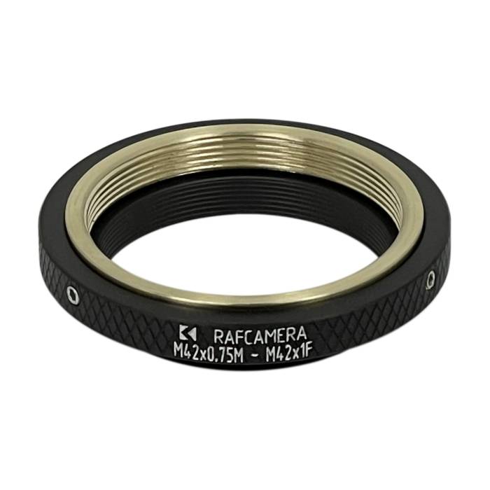 M42x1 female to M42x0.75 (T2) male thread adapter for telescopes, bronze insert