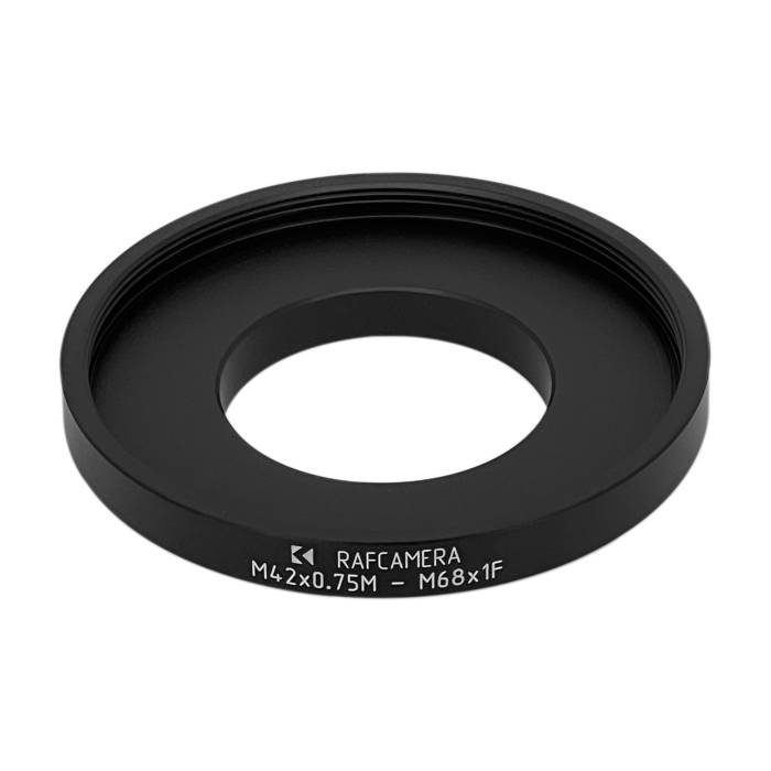 M42x0.75 male to M68x1 female thread adapter