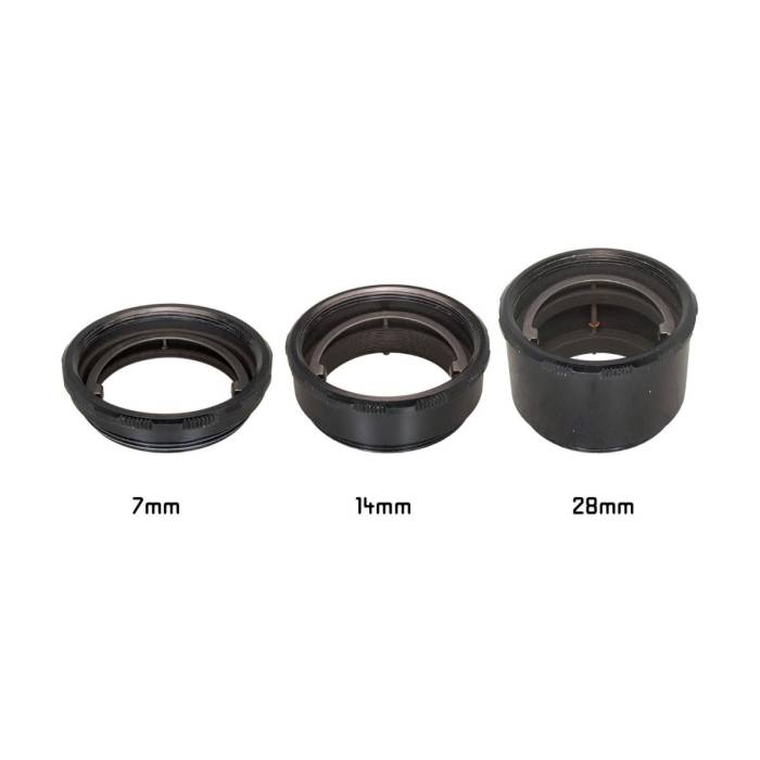 Set of 3 macro rings with M42x1 thread and instant-return diaphragm pusher