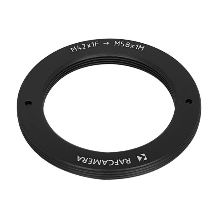 M42x1 female to M58x1 male thread adapter for focusing helicoids