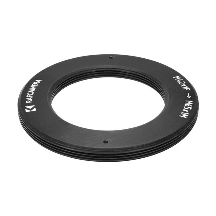 M42x1 female to M65x1 male thread adapter, flat