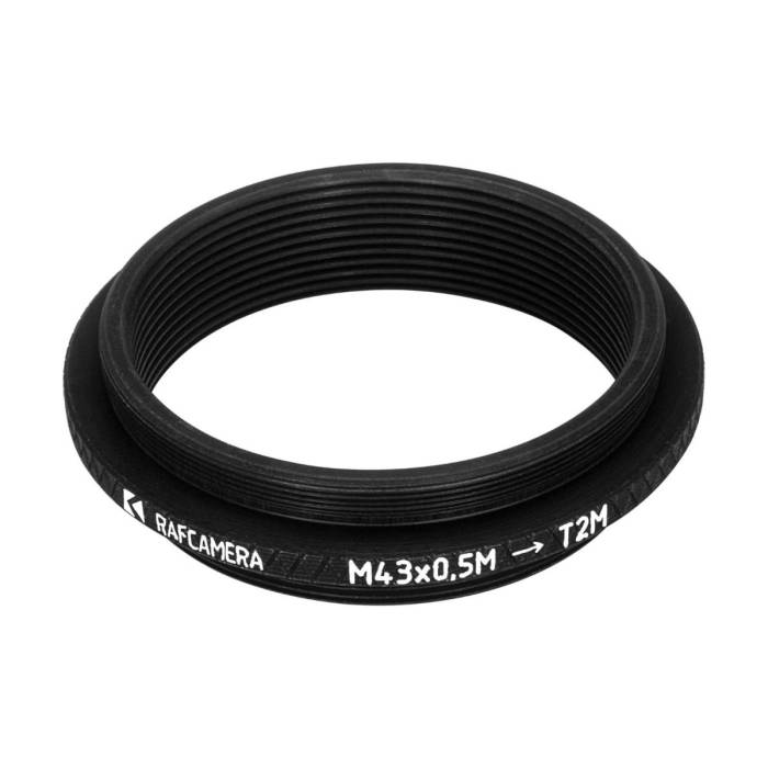 M43x0.5 male to M42x0.75 (T2) male thread adapter with M39x1 female thread