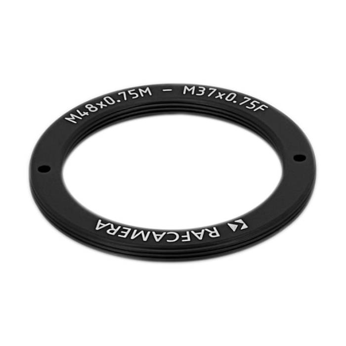 M48x0.75 male to M37x0.75 female thread adapter, flangeless
