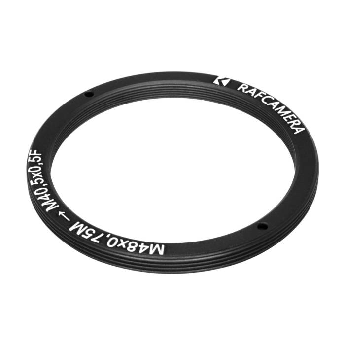 M48x0.75 male to M40.5x0.5 female thread adapter, flangeless