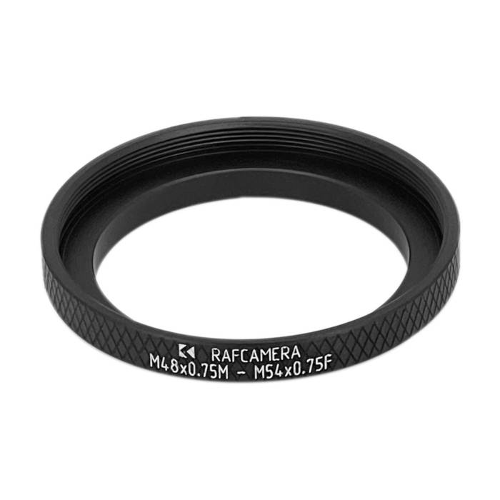 M54x0.75 female to M48x0.75 male thread adapter (48mm to 54mm step-up ring)