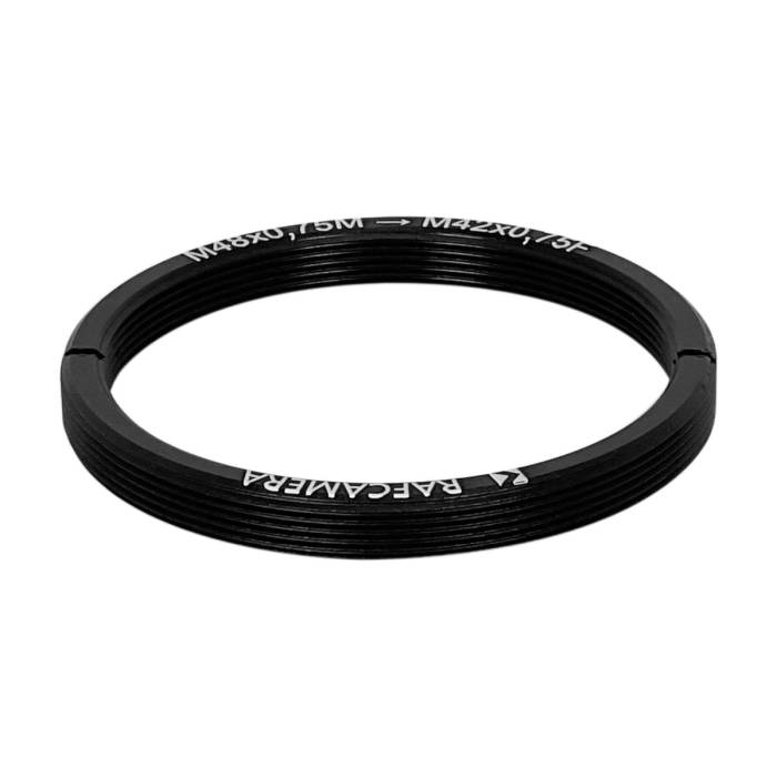 M48x0.75 male to M42x0.75 (T2) female thread adapter, flangeless