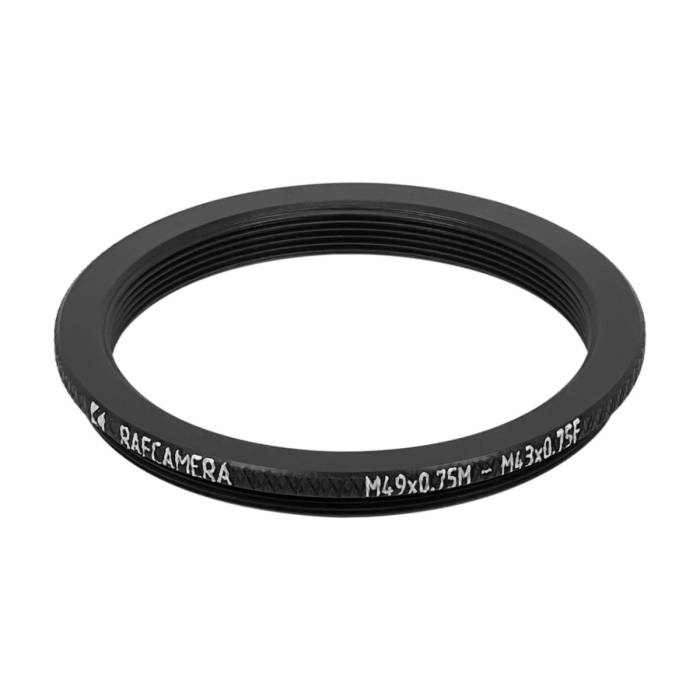 M49x0.75 male to M43x0.75 female thread adapter