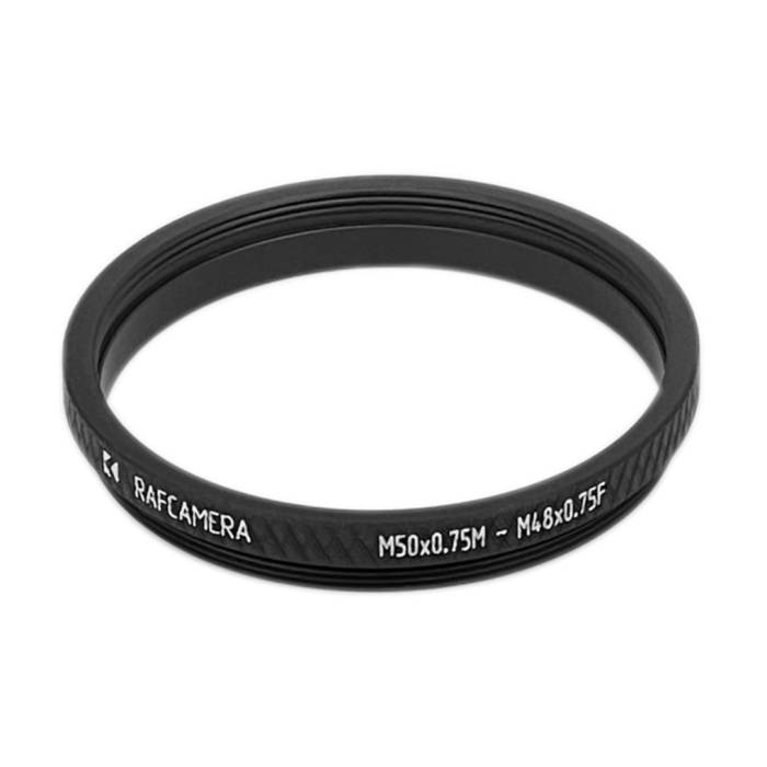 M50x0.75 male to M48x0.75 female thread adapter