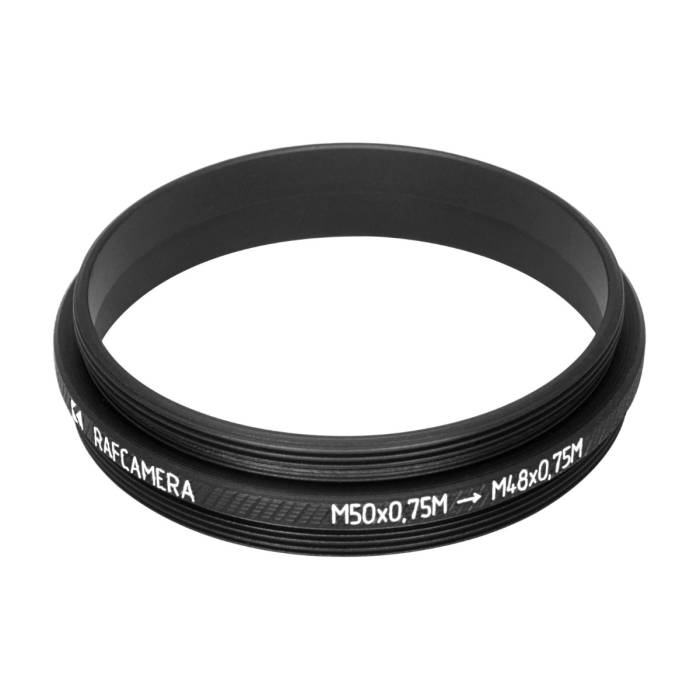 M50x0.75 male to M48x0.75 male thread adapter