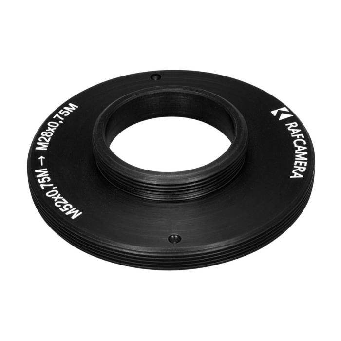 M52x0.75 male to M28x0.75 male thread adapter