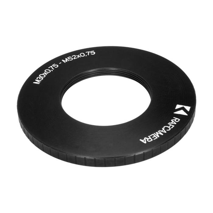 M52x0.75 male to M30x0.75 female thread adapter (52mm to 30mm step-down ring)