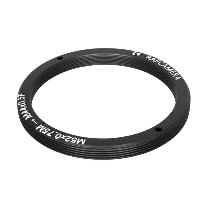 M52x0.75 male to M44x0.5 female thread adapter, flangeless